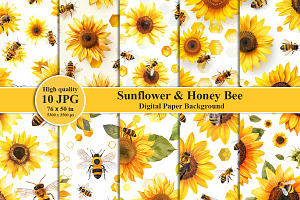 Sunflower Honey Bee Background