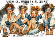 Whimsical Summer Girl Clipart, an Illustration by OK Design (Thumbnail 1 of 6)
