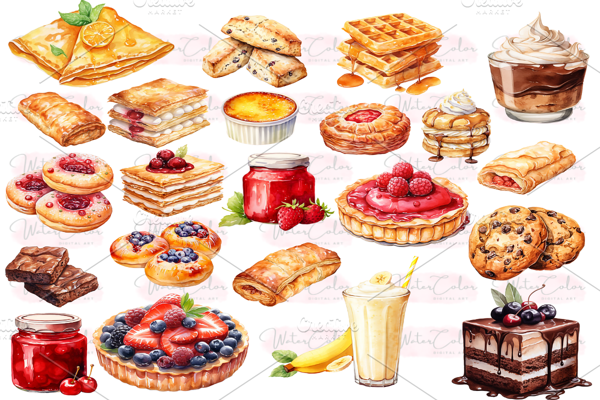 Dessert Delights Collection Clipart, a Food Illustration by Watercolor Digital (Photo 2 of 9)