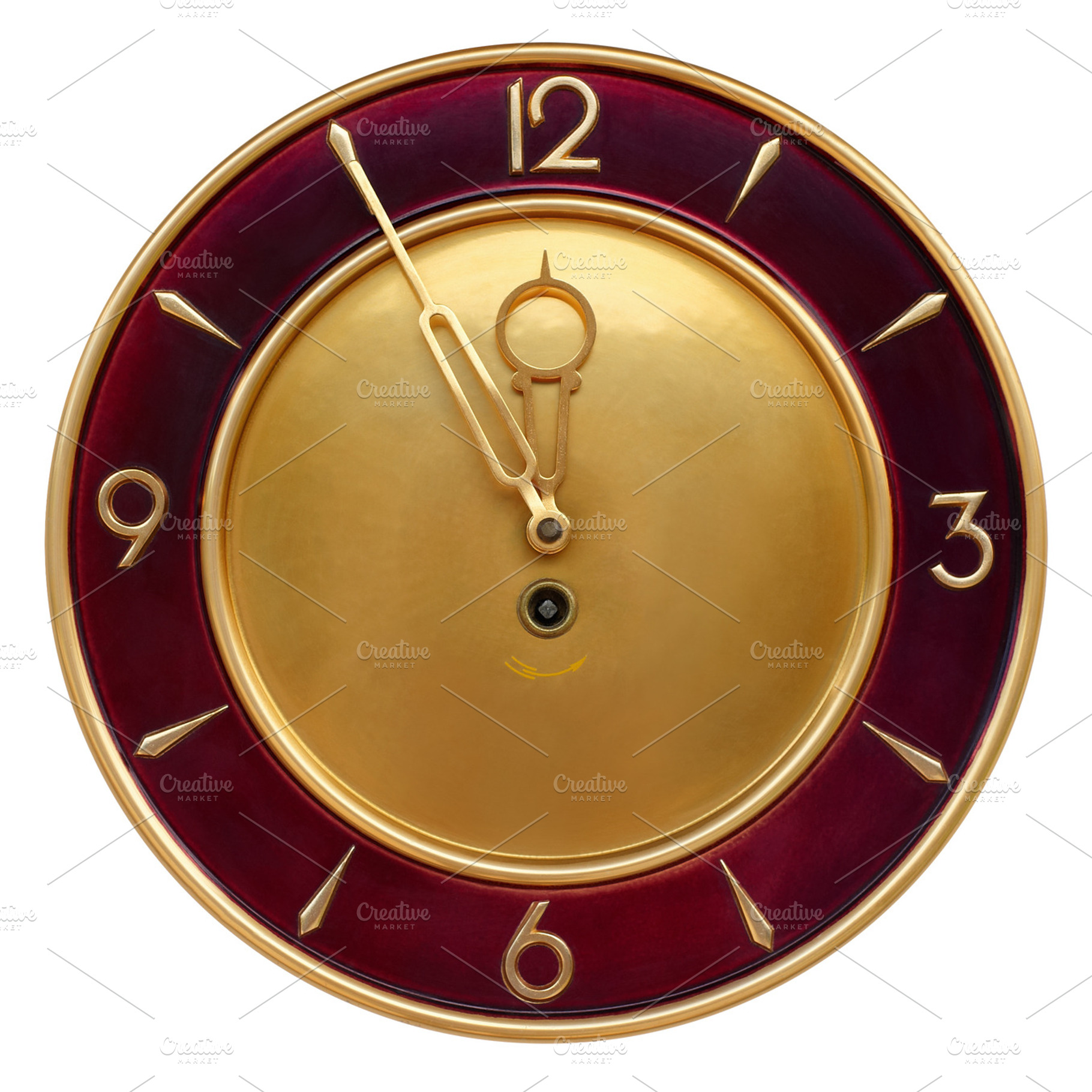 Golden bordo old copper wall clock, a Background Photo by LaserPrint