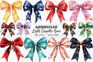Christmas Light Coquette Bow PNG, an Illustration by CraftArtStudio