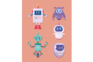 five robots electrics icons, a Technology Illustration by studiogstock