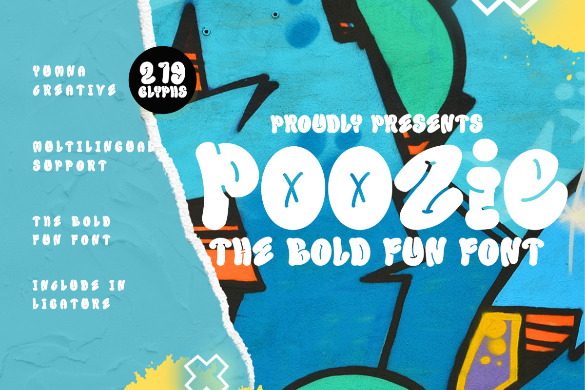 Poozie - Bold Fun Font, a Handwritten Font by Dhabee (Photo 1 of 12)