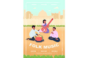 Folk Music Poster Vector Template