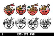 cute happy ramen bowl character, a Food Illustration by Vectorhight (Thumbnail 1 of 3)