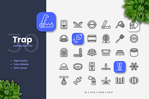 Trap Outline Icons, an Outline Icon by Upnowgraphic