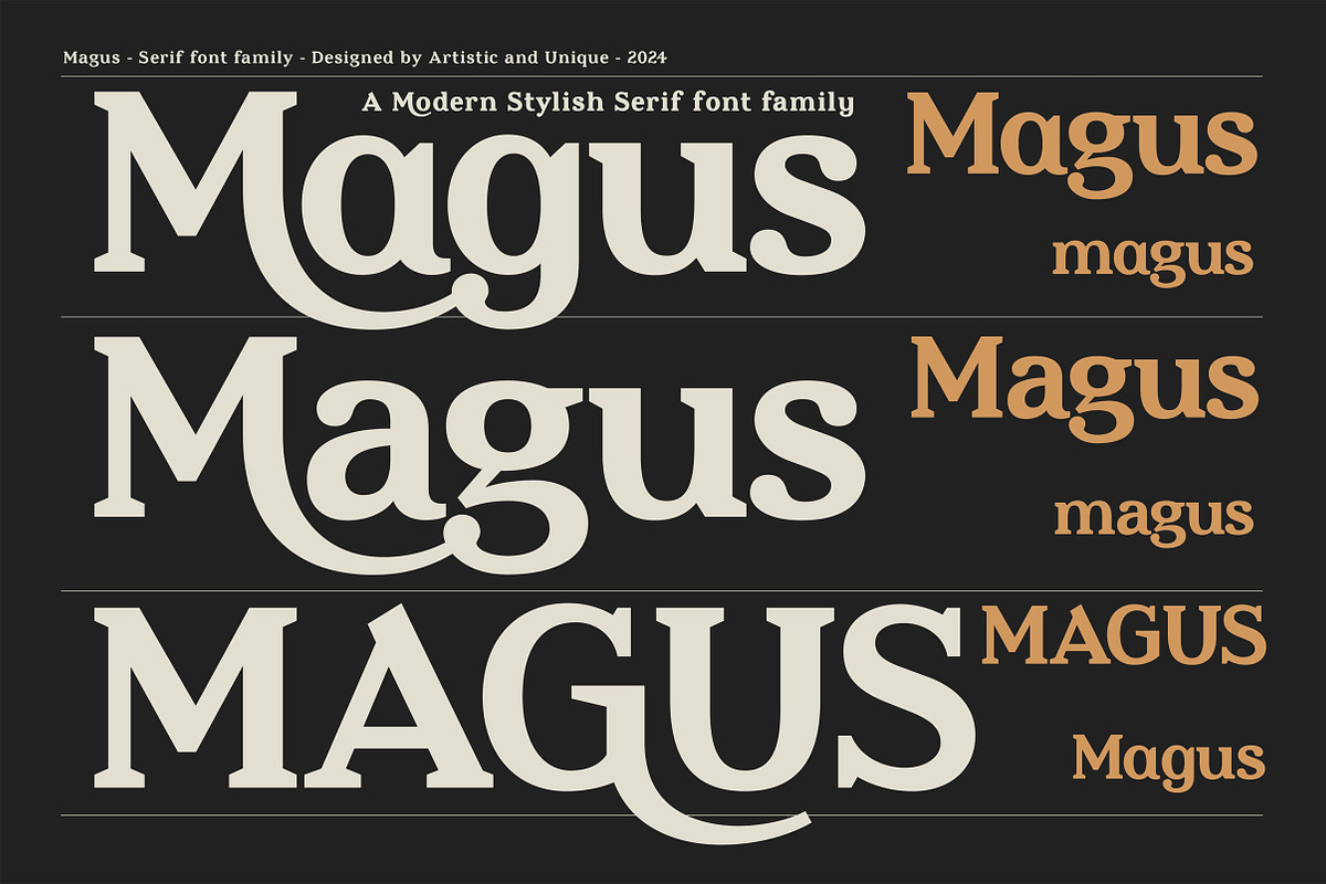 Magus - Serif font family, a Serif Font by Artistic & Unique (Photo 5 of 15)