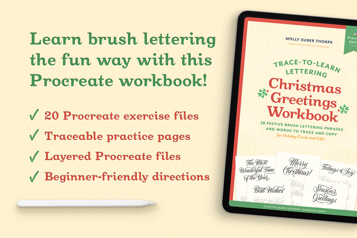 Christmas Lettering Procreate Book, a Seasonal Illustration by Molly Suber Thorpe (Photo 2 of 7)