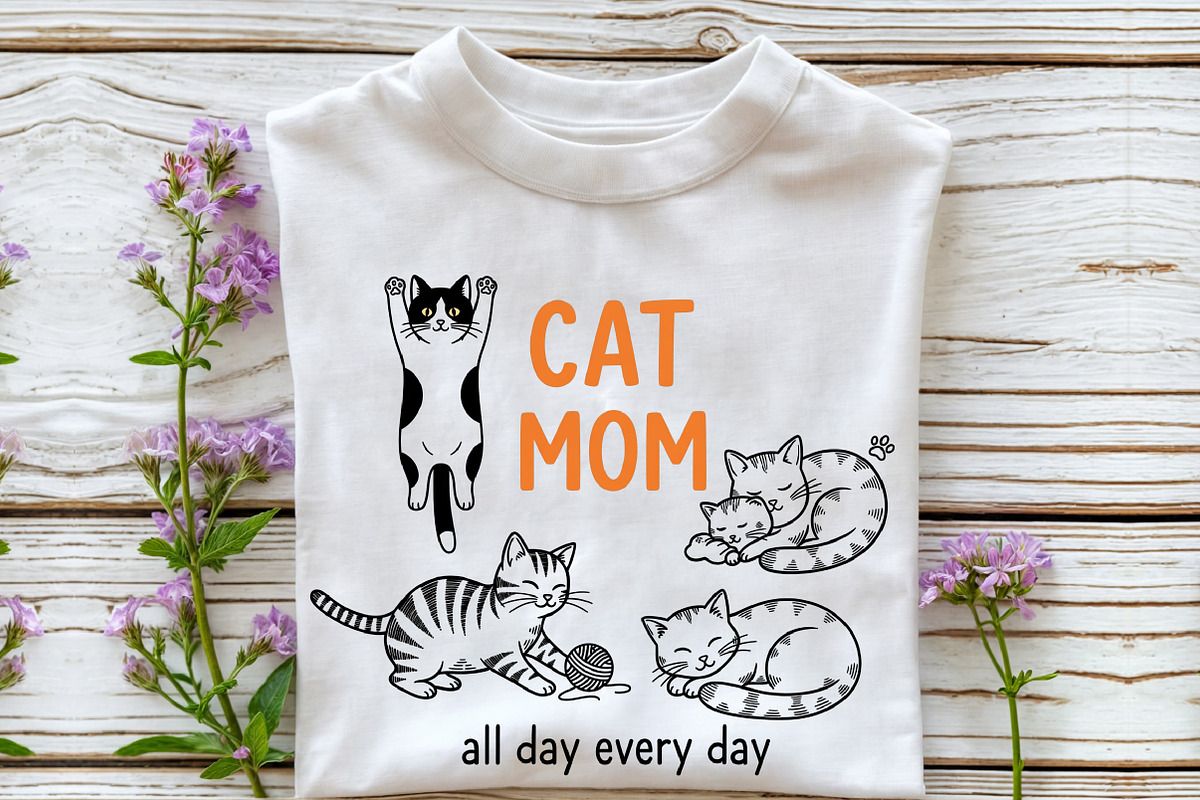 Funny Cat Mom Sublimation PNG, an Animal Illustration by Rose Art (Photo 4 of 4)