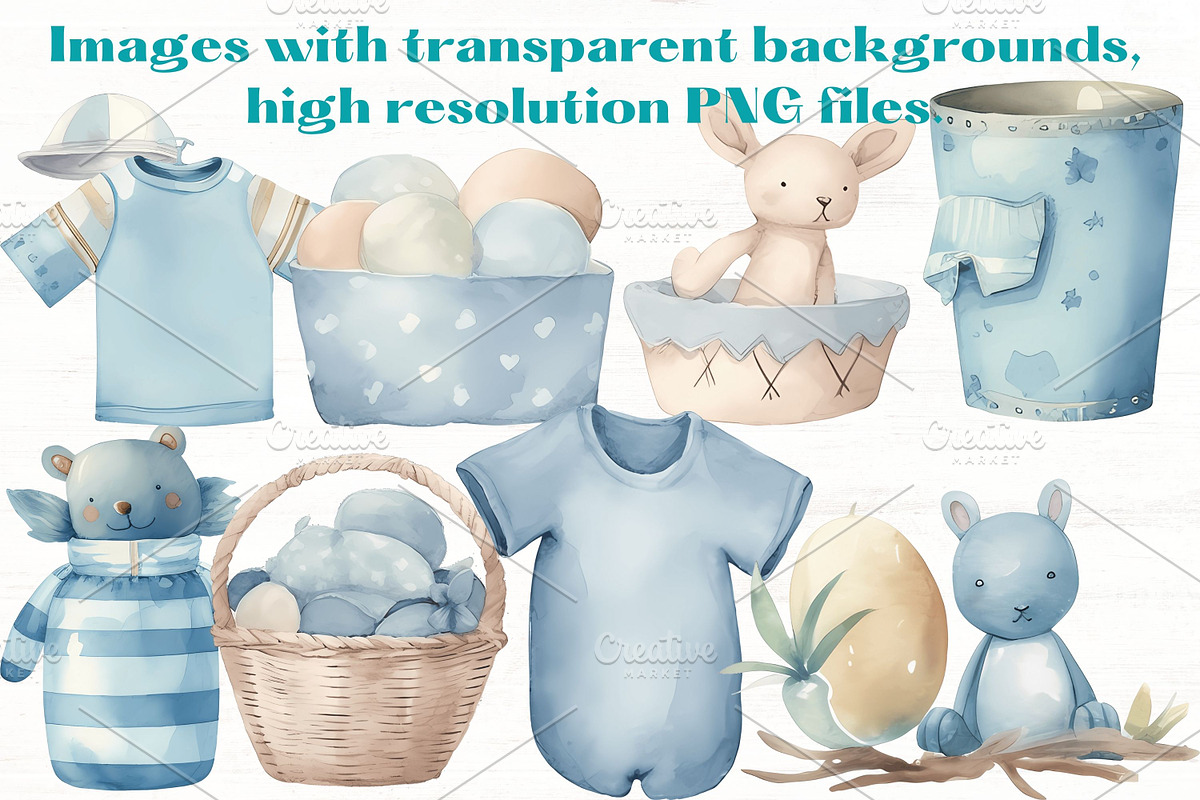 Baby Boy Blue Boho nursery clipart, a Person Illustration by Mermaids Cove (Photo 8 of 10)