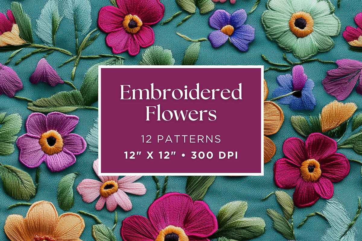 Embroidered Flowers Texture Patterns, a Pattern Graphic by Artful Assets Boutique (Photo 1 of 4)