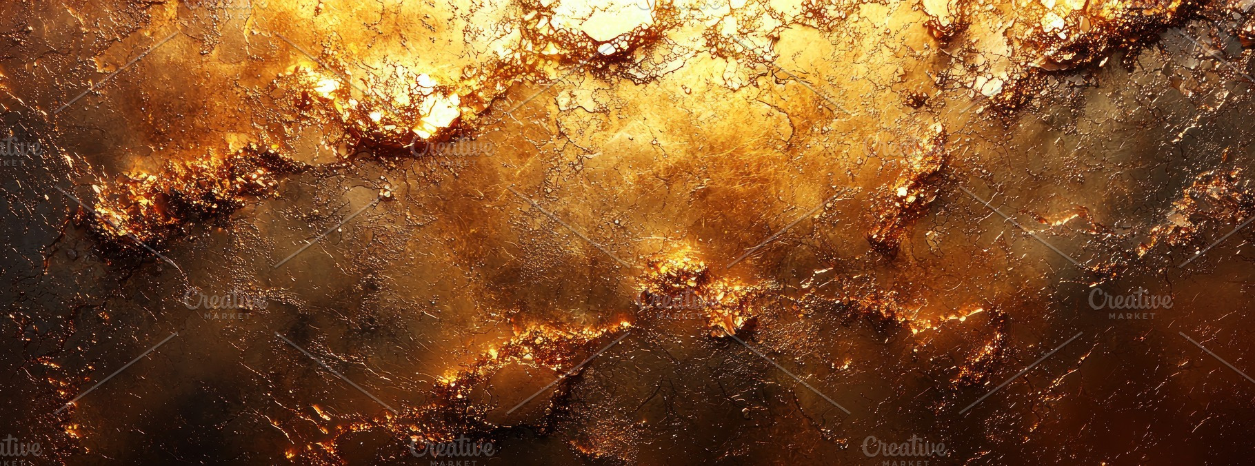 Molten golden abstract texture with glowing cracks and shimmerin, an Abstract Photo by José Manuel Gelpi