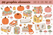 Cozy Autumn Books Clipart Bundle, an Object Illustration by NataKa (Thumbnail 2 of 10)