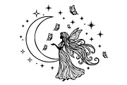 Fairy Moon Butterfly Silhouette, an Object Illustration by Gaye Art (Thumbnail 14 of 31)