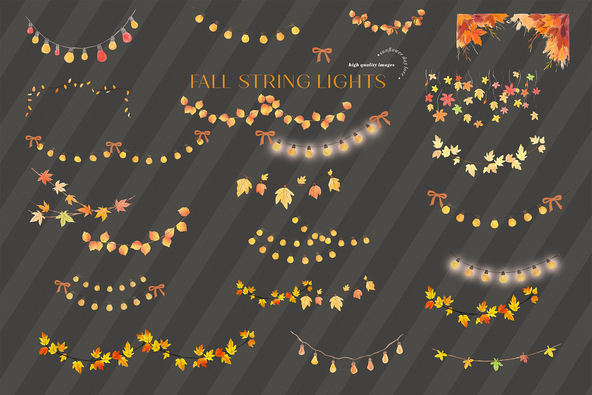 Fall Floral String Lights Clipart, an Illustration by Sunflower Day Love (Photo 3 of 4)