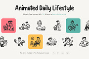 Daily Lifestyle Animations Set, an Outline Icon by Brickclay (Thumbnail 1 of 5)