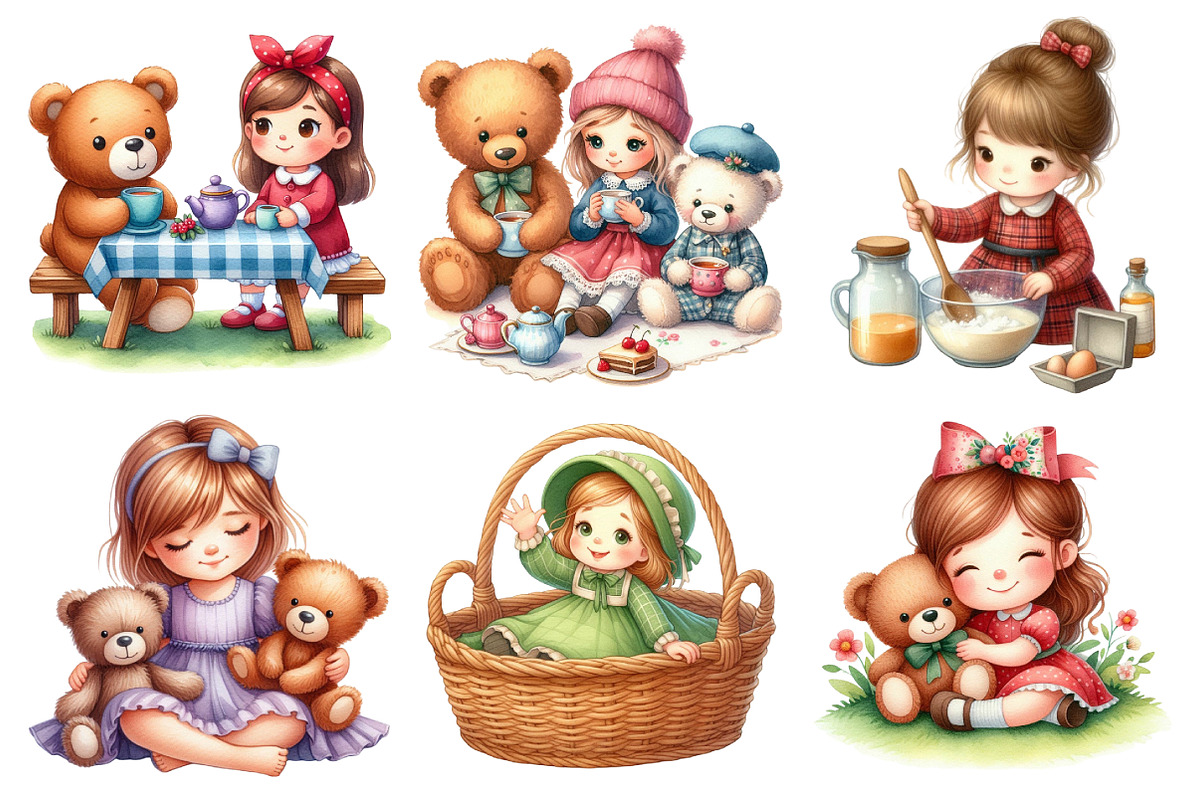 Cute Girl Cliparts, an Illustration by Daily.Designs (Photo 3 of 6)