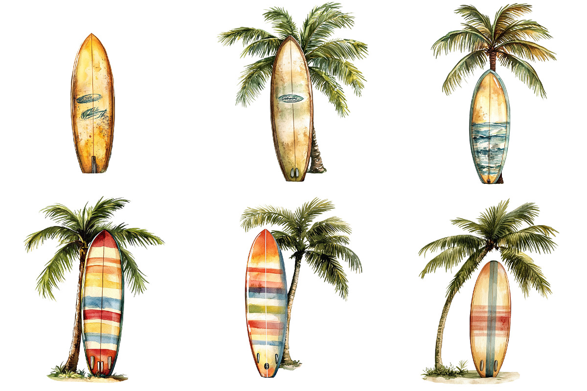 Tropical Surf & Palm Tree Clipart, an Illustration by Pixels.Craft (Photo 5 of 10)
