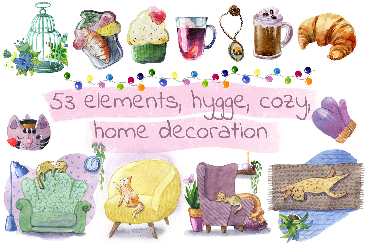 Hygge cozy elements, a Decorative Illustration by fiolika (Photo 1 of 6)