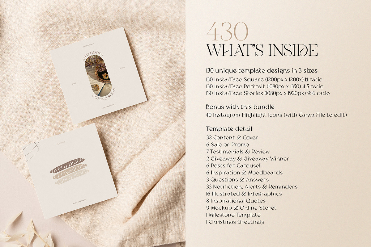 Jewelry Instagram Templates | CANVA, a Social Media Template by Wildnun Studio (Photo 2 of 26)