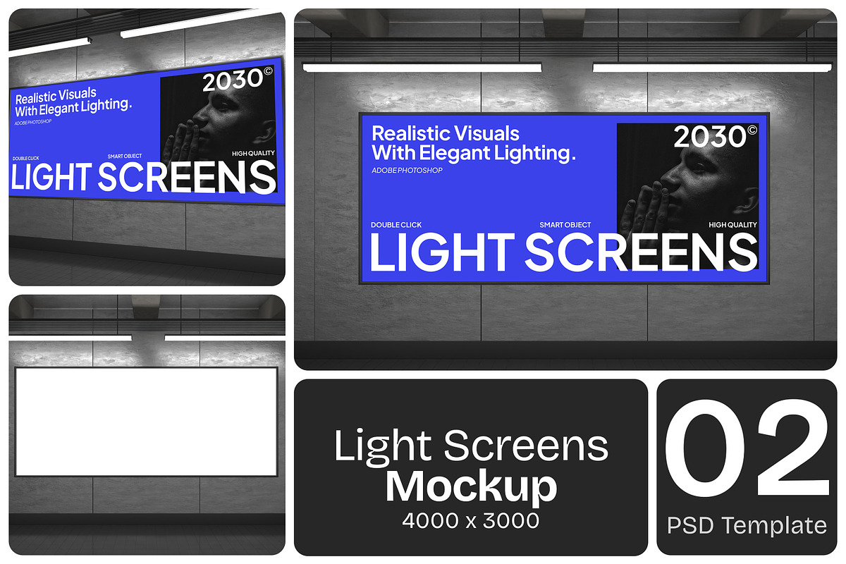 Light Screens Mockup, an Advertising Mockup by Permadi Creative (Photo 1 of 4)