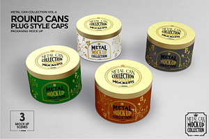 Round Cans Plug Metal Cap Mockup