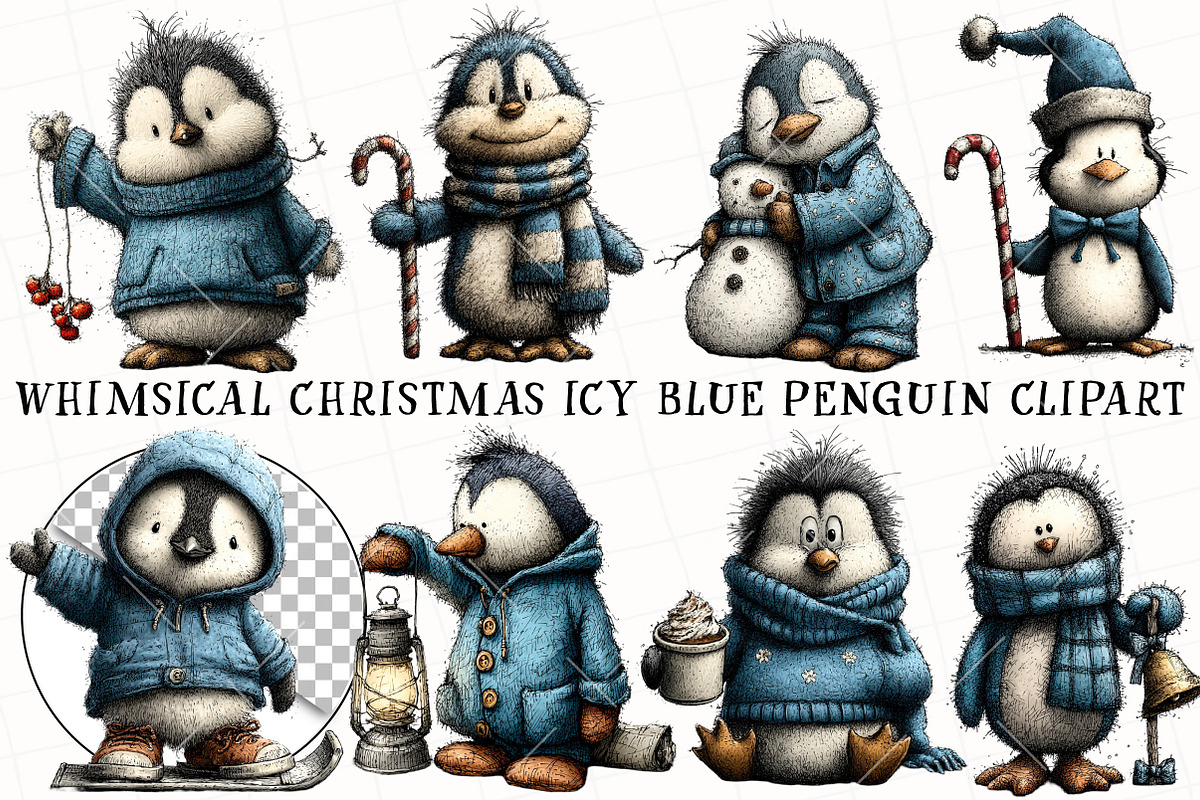 Whimsical Christmas icy Blue Penguin, an Illustration by OK Design (Photo 2 of 6)