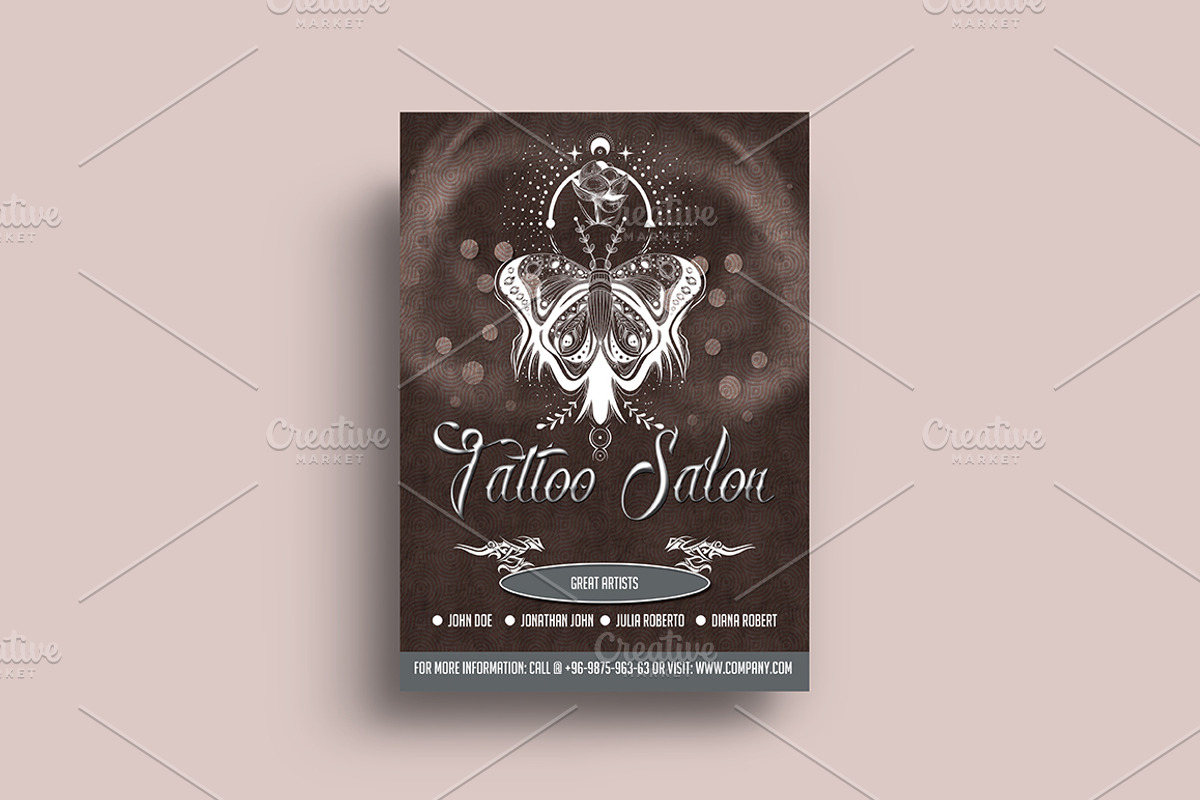 Tattoo Salon Flyer, a Flyer Template by Minimalist Studio (Photo 2 of 2)