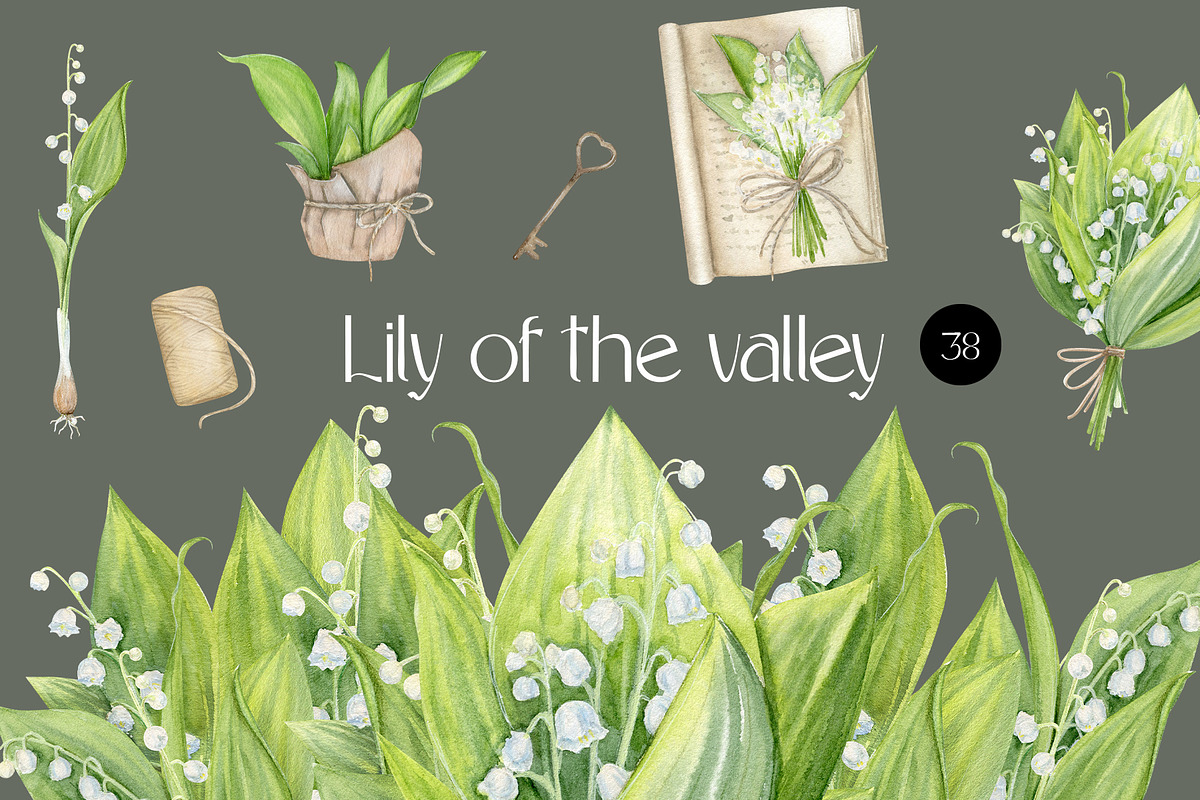 Lily Of The Valley Watercolor Flower, a Seasonal Illustration by NataliArkushArt (Photo 1 of 14)
