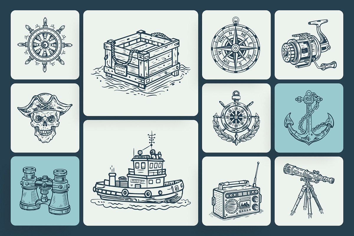 Vintage Sailor Tattoos Icons, an Object Illustration by Creative Stall (Photo 5 of 11)