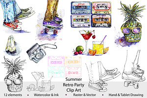 Summer Retro Party Clip Art