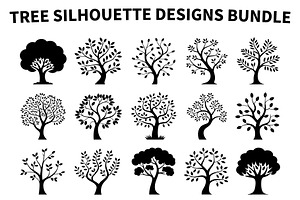 Tree Silhouette Vector Collection, an Illustration by jahid234
