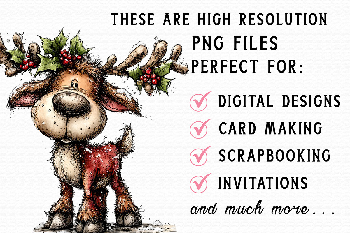 Christmas Winter reindeer Clipart, an Illustration by Libby Wishes (Photo 3 of 7)