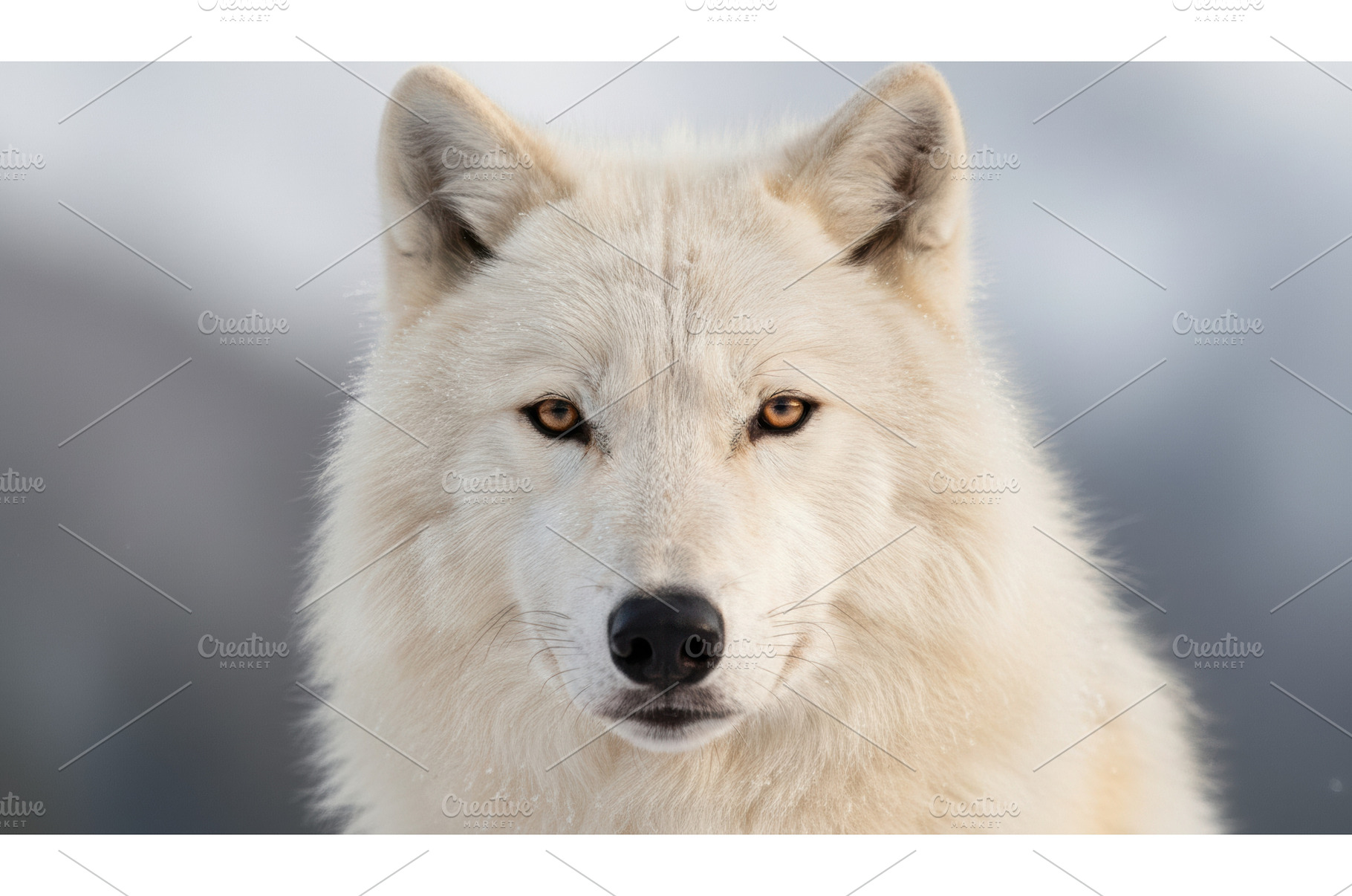 Close portrait of white wolf with, an Animal Photo by Igor Tichonow