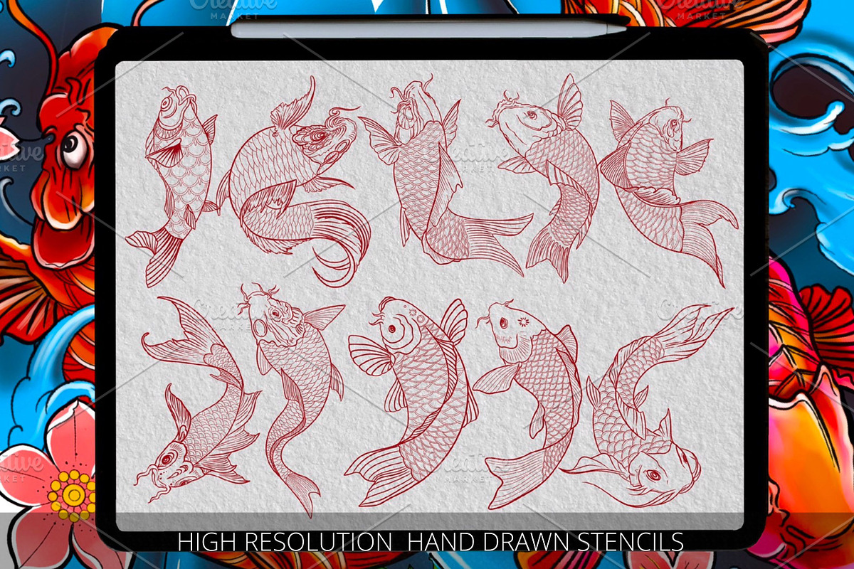 Koi fish tattoo | Japan tattoo kit, a Brushes & More by Tattoo Worker Studio (Photo 7 of 10)