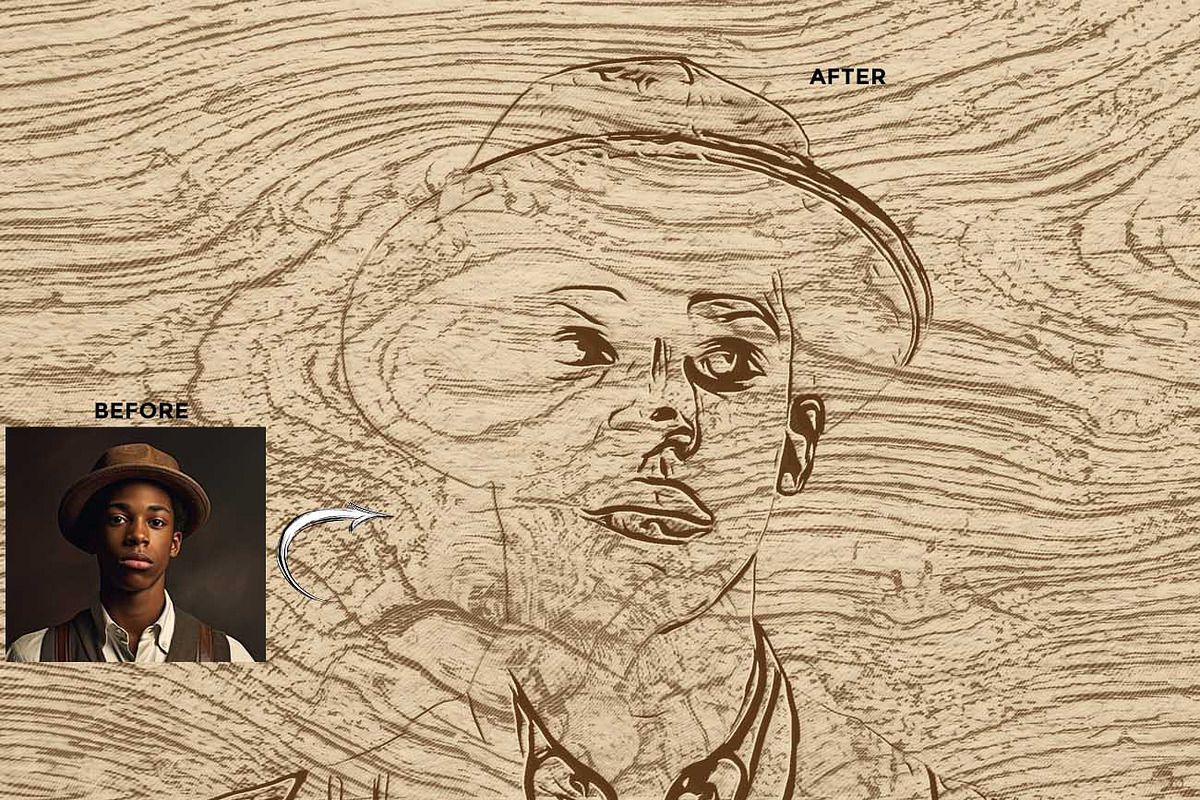 WOODCUT ENGRAVING SKETCH FX, an Action Add-On by Studio Retouch (Photo 13 of 13)