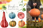 Pumpkins Watercolor pumpkin clipart, a Seasonal Illustration by Yuliya Derbisheva (Thumbnail 3 of 11)
