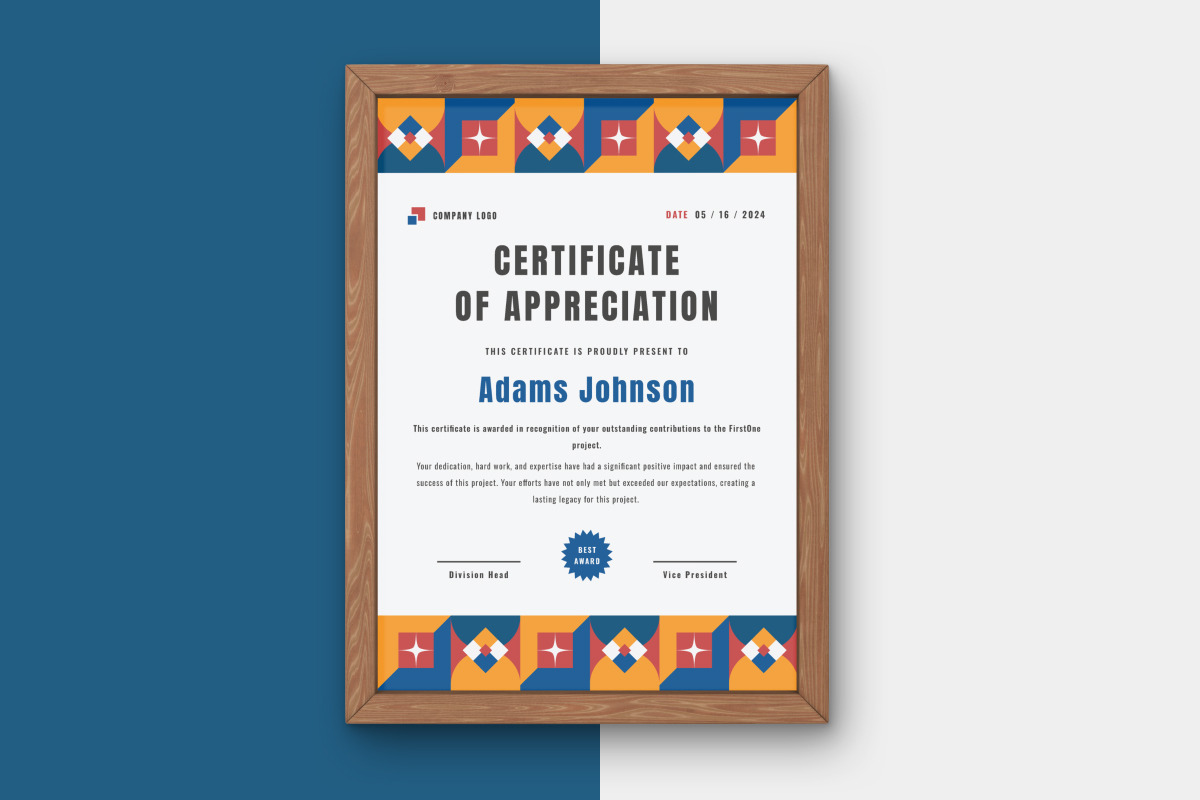 Modern Geometric Certificate Templat, a Print Template by twinstd (Photo 2 of 3)