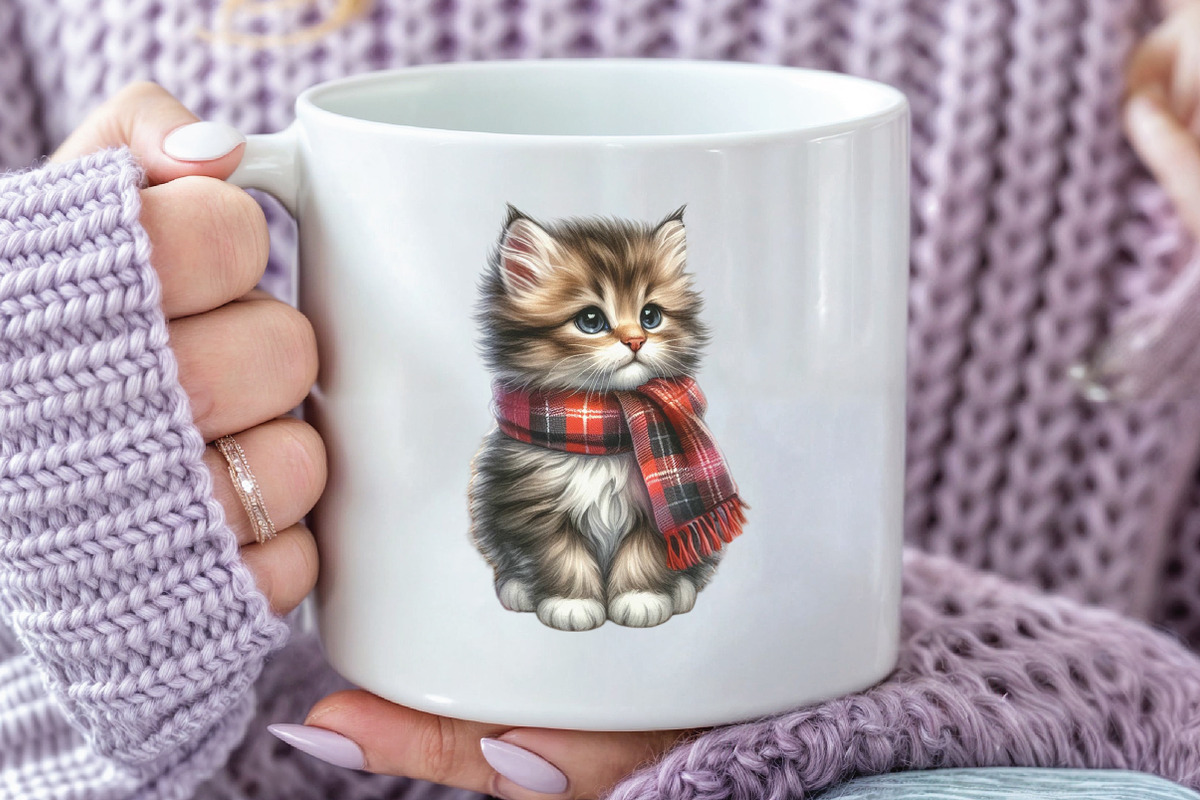 Watercolor Autumn Kitten Clipart, an Illustration by CraftArtStudio (Photo 5 of 6)