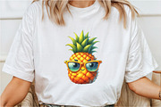 Watercolor Cute Pineapple Clipart, a Seasonal Illustration by Rose Art (Thumbnail 5 of 7)