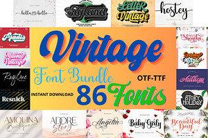 Bundle 86 Fonts - Vintage Font