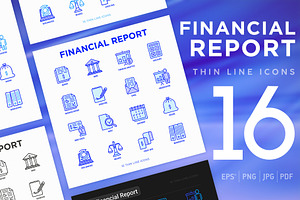 Financial Report | 16 Thin Line Icon, an Outline Icon by Alex Blogoodf