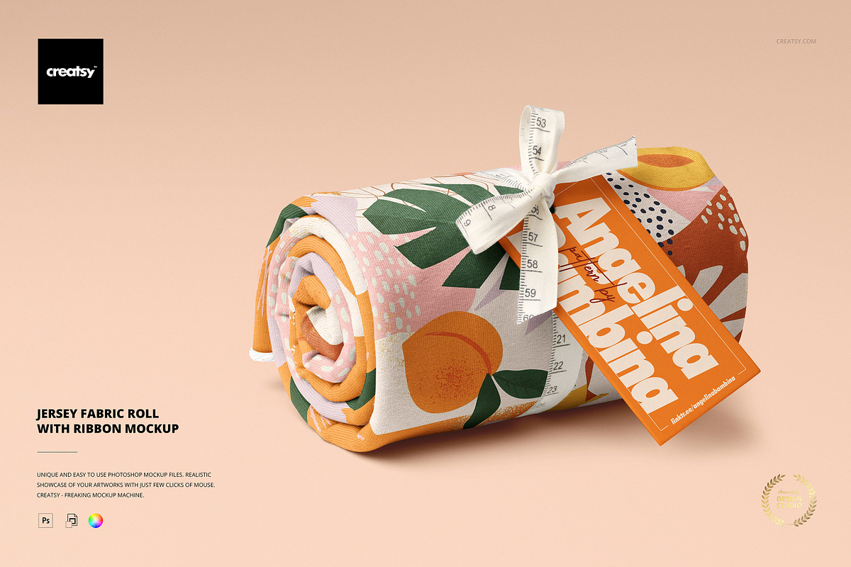 Jersey Fabric Roll Mockup & Ribbon, a Merchandise Mockup by creatsy5 (Photo 1 of 6)