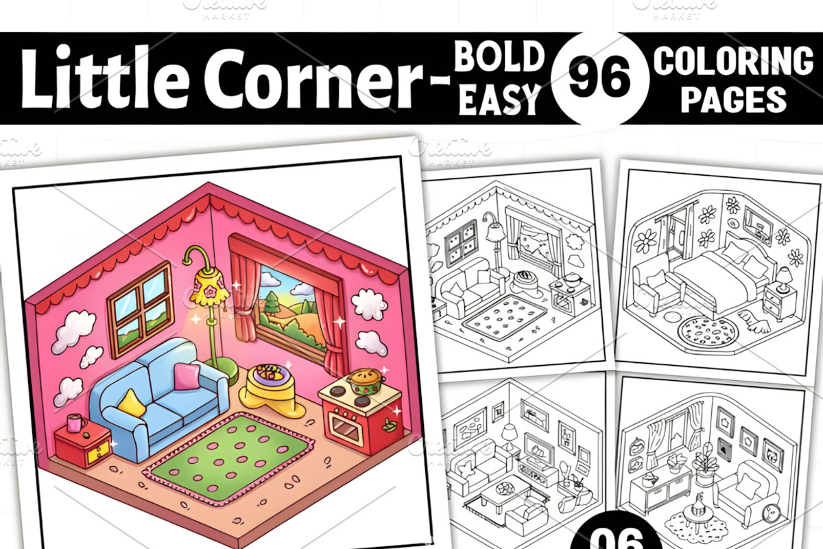 Bold Easy Little Corner Coloring, a Decorative Illustration by Ink Gallery (Photo 1 of 8)