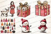 Cute Christmas Doodles Watercolor, an Illustration by DreamCafeArt (Thumbnail 5 of 7)