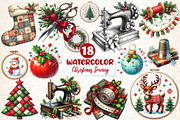 Christmas Sewing Clipart Sublimation, an Illustration by CreationArt (Thumbnail 1 of 4)