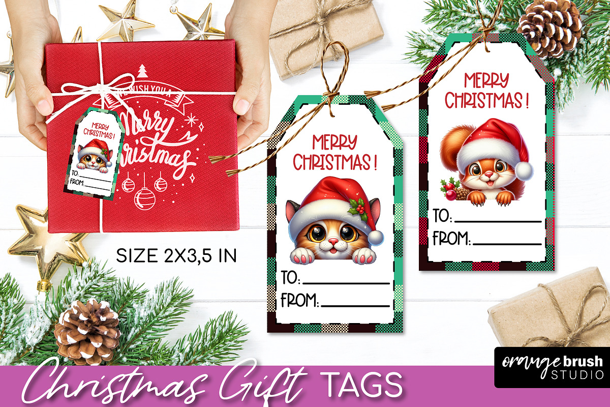 Cute Christmas Printable Gift Tags, a Seasonal Illustration by Orange Brush Studio (Photo 8 of 10)