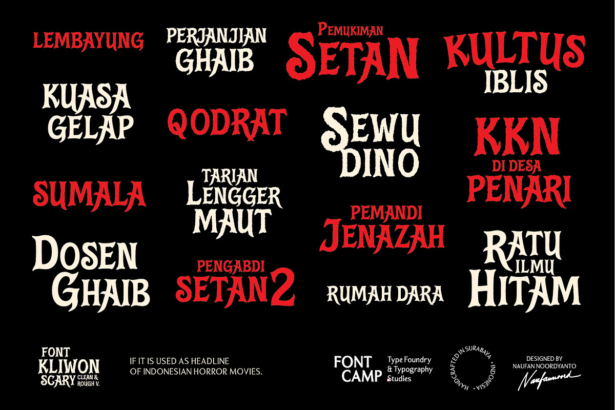 Kliwon Scary Font, a Serif Font by Fontcamp Type Foundry (Photo 11 of 13)