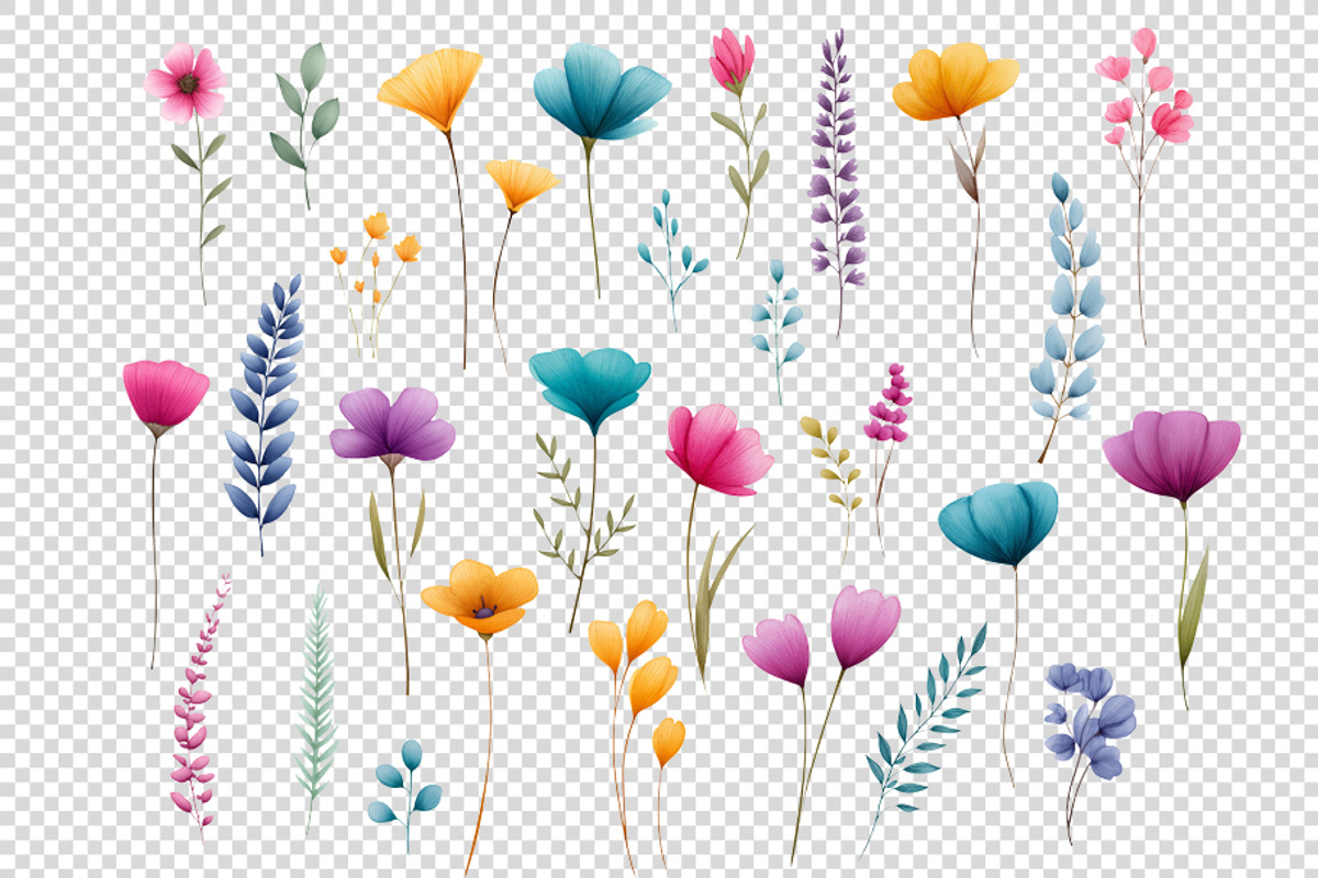 Watercolor Flowers cliparts, an Object Illustration by BazziBa♥ (Photo 2 of 5)