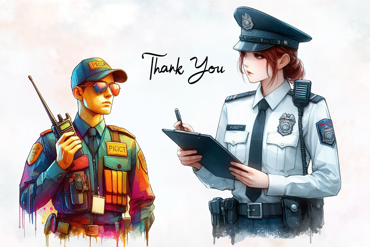 Security Guard Watercolor Cliparts, an Illustration by RobertsArt (Photo 8 of 9)
